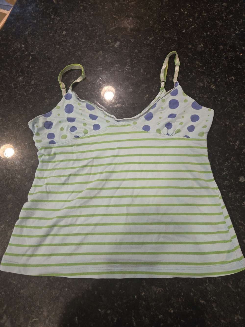 2005 Women’s Green & Blue Striped Polka Dot Cami Top